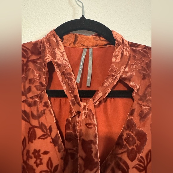 Anthropologie Velvet Tie Neck Blouse - Picture 5 of 9